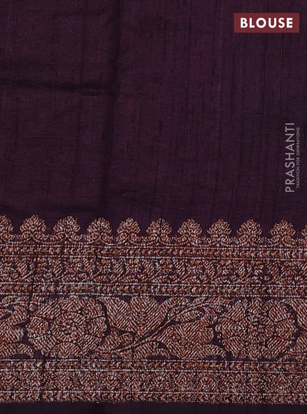 Banarasi raw silk saree black and maroon wine shade with thread & zari woven buttas and woven border