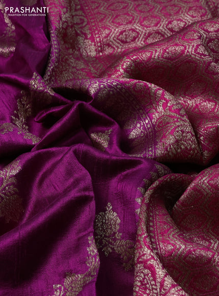 Banarasi raw silk saree purple and pink with allover thread & zari weaves and woven border