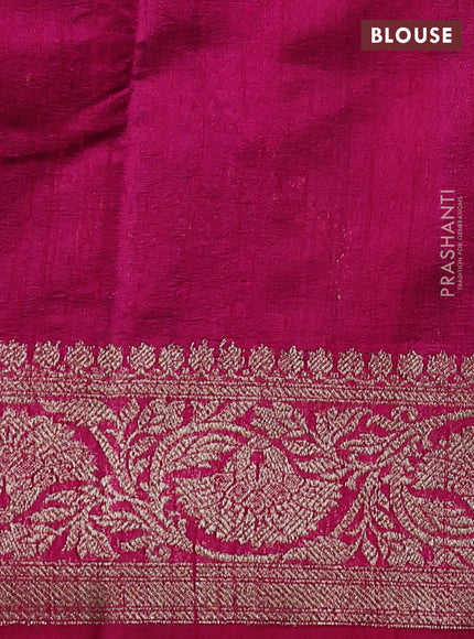 Banarasi raw silk saree deep jamun and pink with allover thread & zari weaves and woven border