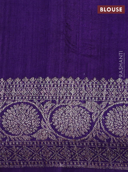 Banarasi raw silk saree yellow and pink violet with thread & zari woven buttas and long woven border