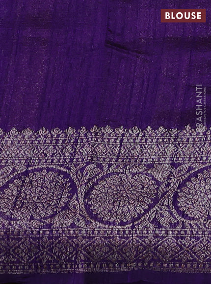 Banarasi raw silk saree pastel green and maroon violet with thread & zari woven buttas and long woven border