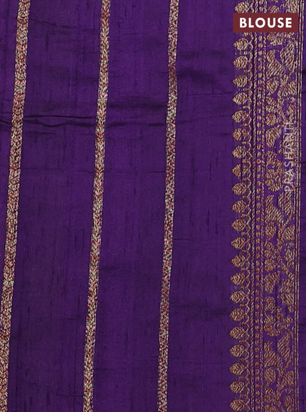 Banarasi raw silk saree pastel pink and violet with allover thread & zari weaves and long woven border