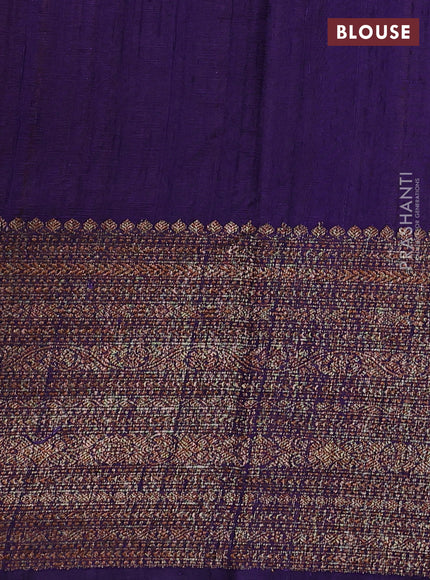 Banarasi raw silk saree orange and pink violet with plain body and long woven border