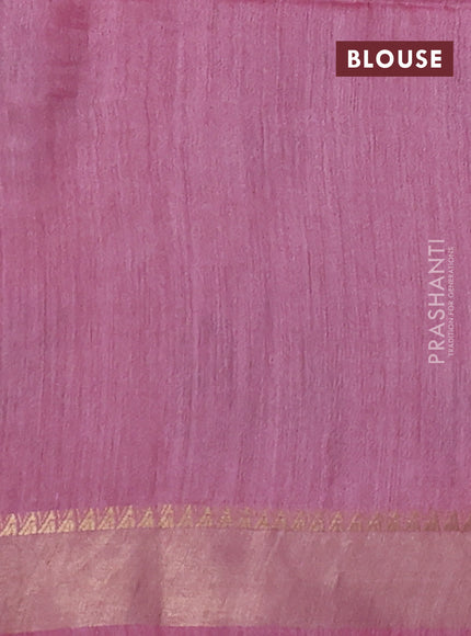 Munga tussar silk saree light pink with allover patola prints and zari woven border