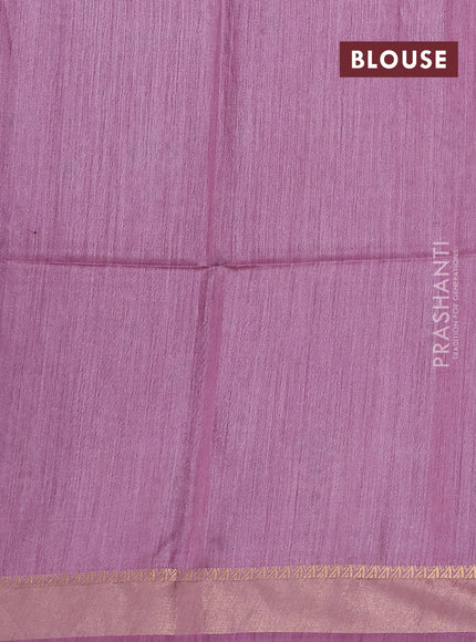 Munga tussar silk saree mauve pink with allover ikat butta prints and zari woven border