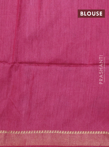 Munga tussar silk saree dark pink with allover patola prints and zari woven border