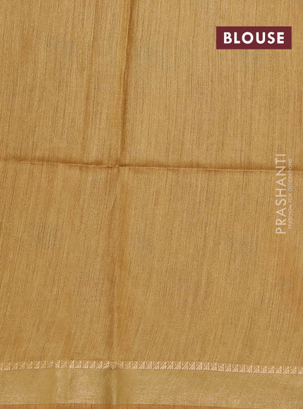 Munga tussar silk saree dark mustard with allover patola prints and zari woven border
