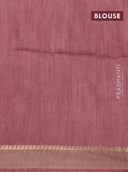 Munga tussar silk saree grey and brown with allover ikat prints and zari woven border