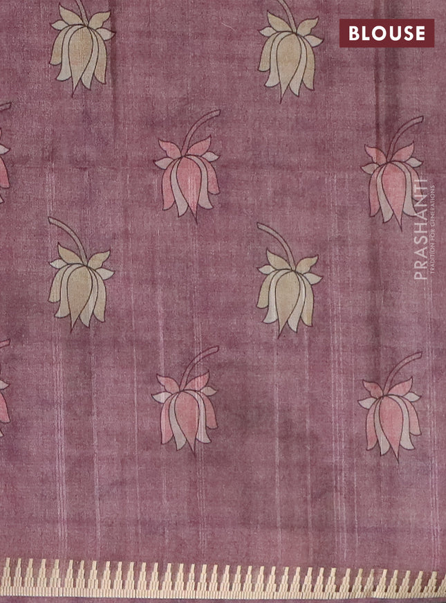 Semi matka saree wine shade and pastel brown with butta prints and kalamkari printed pallu