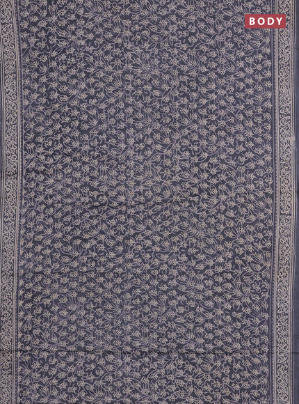 Jaipur cotton saree grey with allover dabu prints and printed border