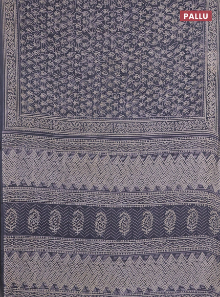 Jaipur cotton saree grey with allover dabu prints and printed border