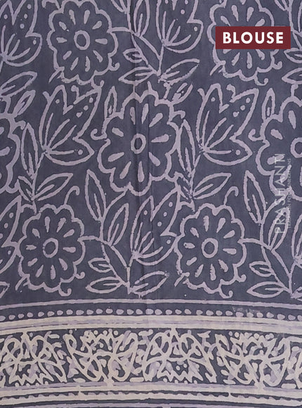 Jaipur cotton saree grey with allover dabu prints and printed border