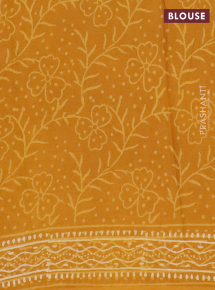 Jaipur cotton saree mustard yellow with allover dabu prints and printed border