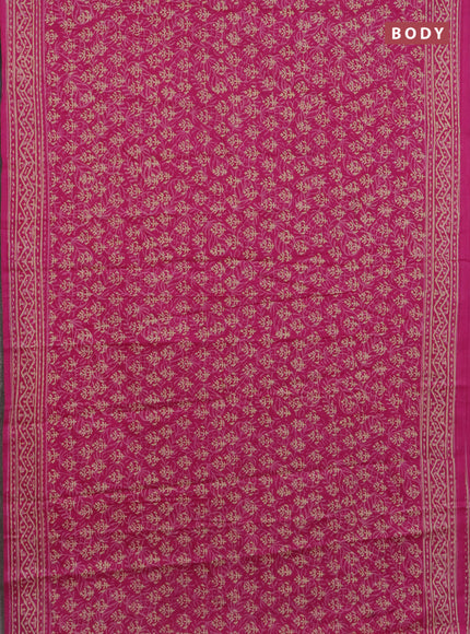 Jaipur cotton saree pink with allover dabu prints and printed border