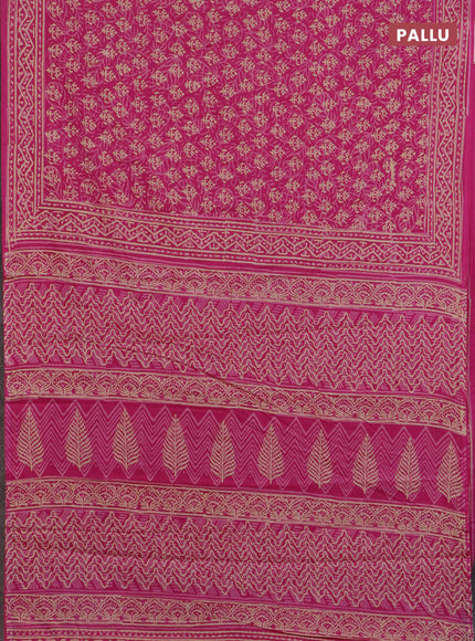 Jaipur cotton saree pink with allover dabu prints and printed border