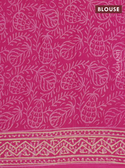 Jaipur cotton saree pink with allover dabu prints and printed border