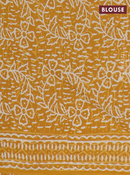 Jaipur cotton saree mustard yellow with allover dabu prints and printed border