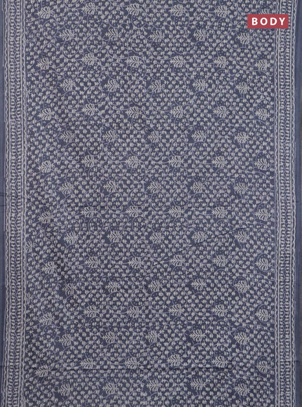 Jaipur cotton saree grey with allover dabu prints and printed border