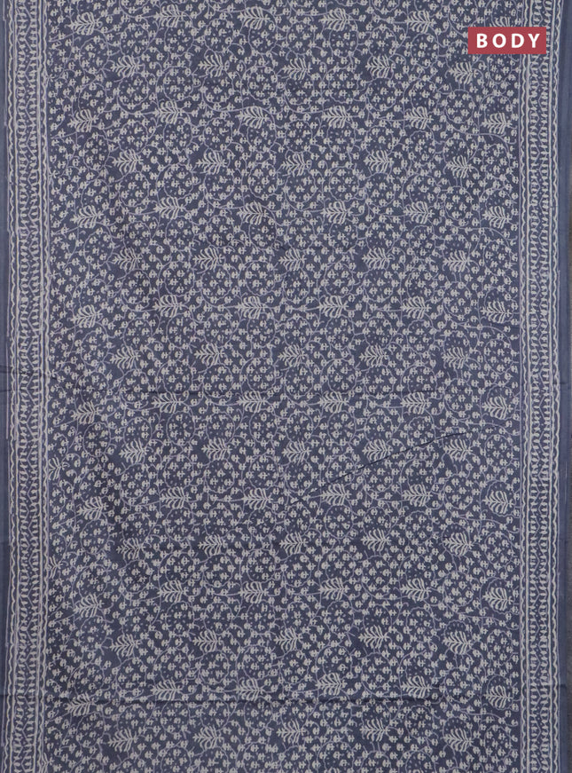 Jaipur cotton saree grey with allover dabu prints and printed border