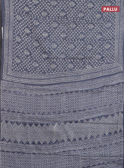 Jaipur cotton saree grey with allover dabu prints and printed border