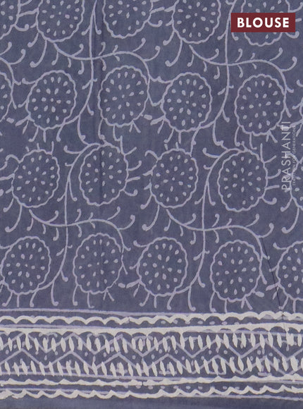 Jaipur cotton saree grey with allover dabu prints and printed border
