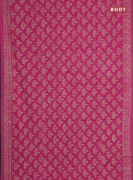 Jaipur cotton saree pink with allover dabu prints and printed border