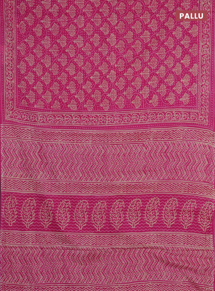 Jaipur cotton saree pink with allover dabu prints and printed border