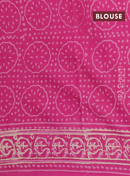 Jaipur cotton saree pink with allover dabu prints and printed border