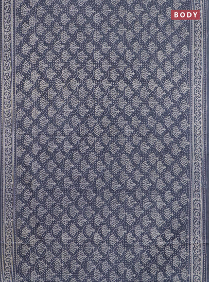 Jaipur cotton saree grey with allover dabu prints and printed border
