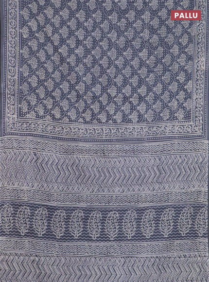 Jaipur cotton saree grey with allover dabu prints and printed border