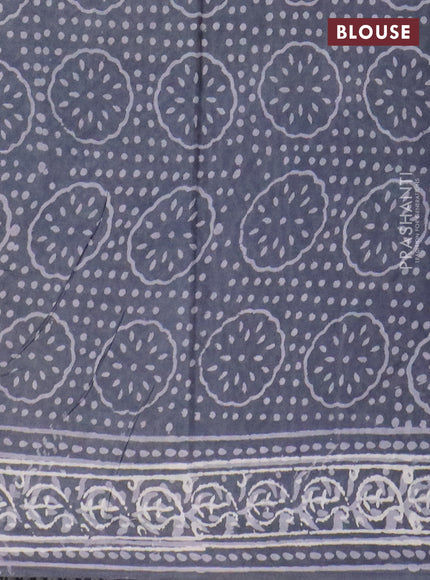Jaipur cotton saree grey with allover dabu prints and printed border