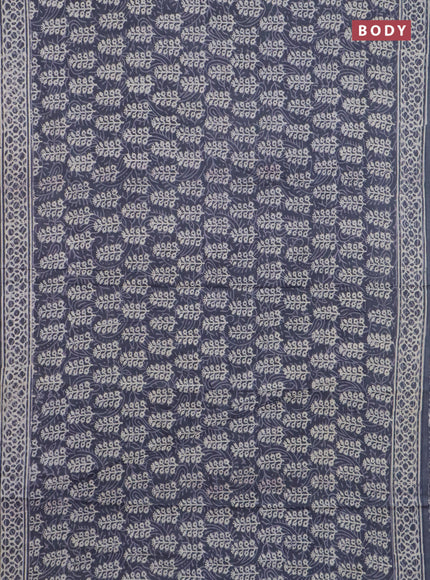 Jaipur cotton saree grey with allover dabu prints and printed border