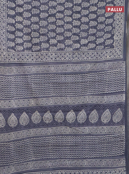 Jaipur cotton saree grey with allover dabu prints and printed border