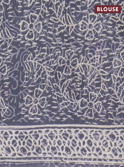 Jaipur cotton saree grey with allover dabu prints and printed border