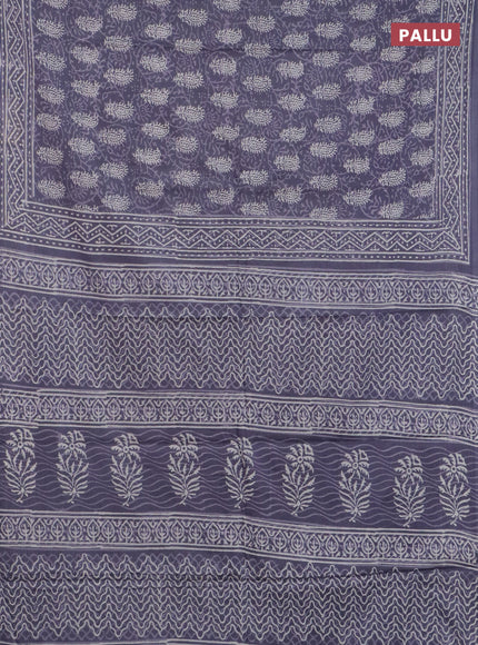 Jaipur cotton saree grey with allover dabu prints and printed border