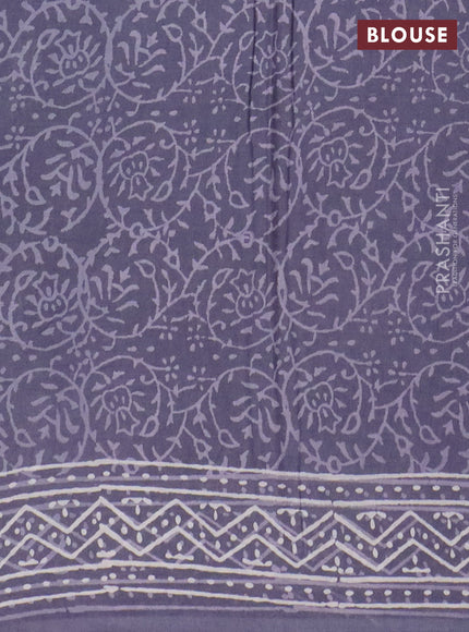 Jaipur cotton saree grey with allover dabu prints and printed border