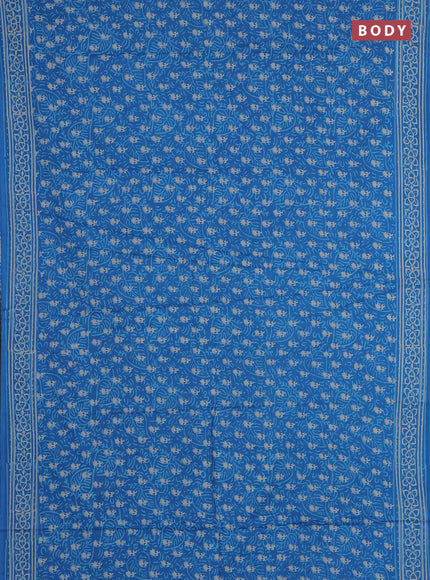 Jaipur cotton saree cs blue with allover dabu prints and printed border