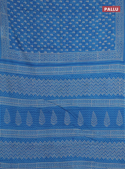 Jaipur cotton saree cs blue with allover dabu prints and printed border