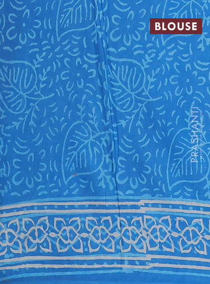 Jaipur cotton saree cs blue with allover dabu prints and printed border