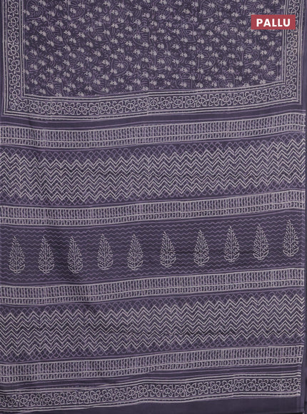 Jaipur cotton saree grey with allover dabu prints and printed border