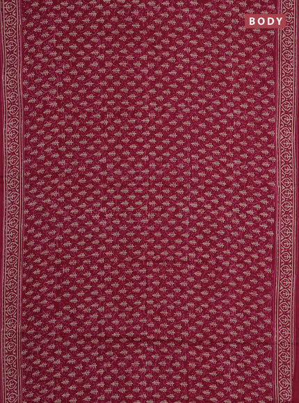 Jaipur cotton saree dark pink with allover dabu prints and printed border