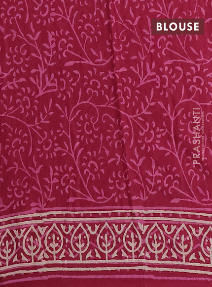 Jaipur cotton saree dark pink with allover dabu prints and printed border