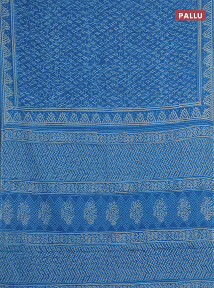 Jaipur cotton saree cs blue with allover dabu prints and printed border