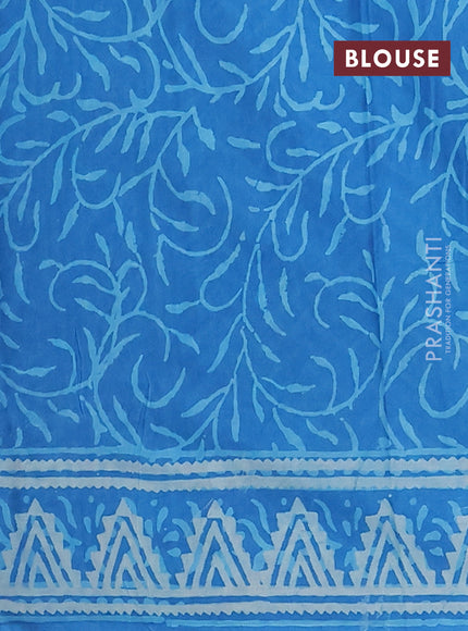 Jaipur cotton saree cs blue with allover dabu prints and printed border