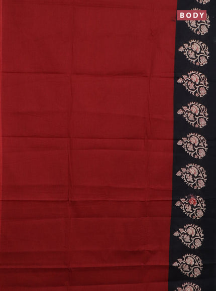 Jaipur cotton saree maroon and black with plain body and printed border
