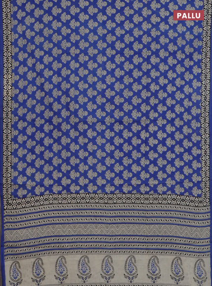 Jaipur cotton saree blue with allover butta prints and printed border
