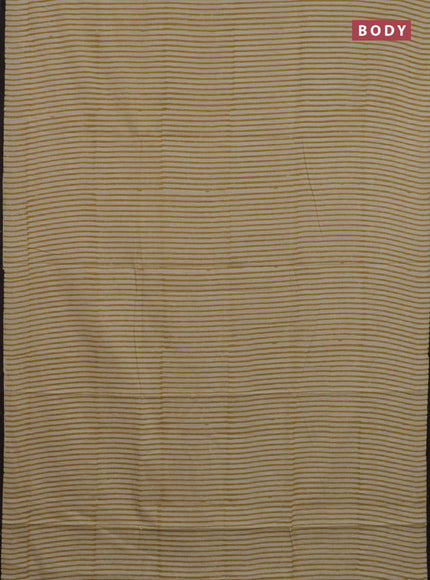 Jaipur cotton saree off white and black with allover stripe pattern and printed border