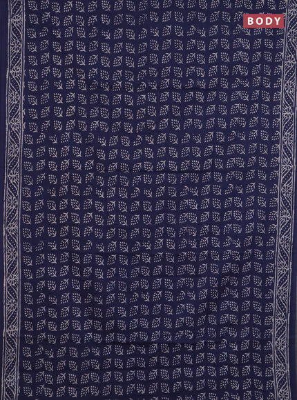 Jaipur cotton saree navy blue with allover prints and printed border