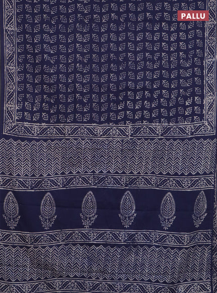 Jaipur cotton saree navy blue with allover prints and printed border