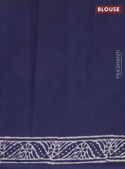 Jaipur cotton saree navy blue with allover prints and printed border